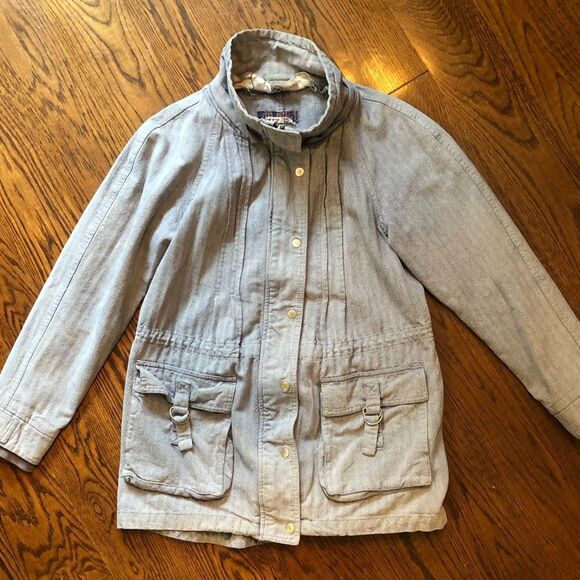 FREE PEOPLE Women’s Denim Full Zip Button Down Large Pocket Jacket Size 12 - Picture 2 of 12